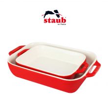 法国Staub 珐琅陶瓷长方形烤盘焗饭盘烤箱用西餐盘子菜果盘微波炉